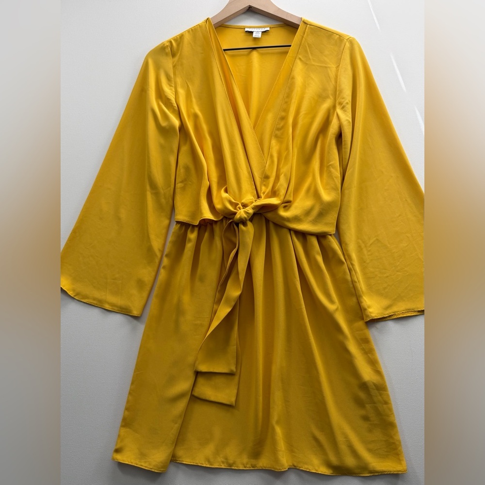 Topshop Mustard Yellow Faux Wrap Dress Size 4| Boho Festival Fairy Mushroomcore